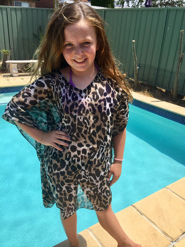 GIRLS LEOPARD KAFTAN